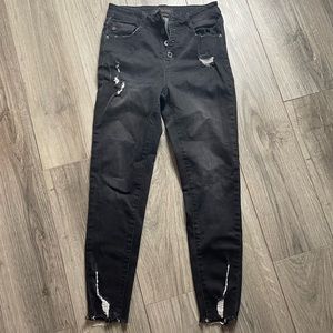 Black Distressed Flare Jeans